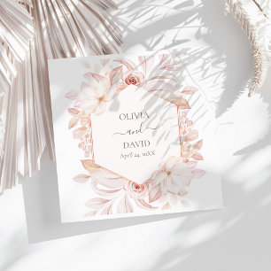 White & Blush Pink Roses Wedding Napkins