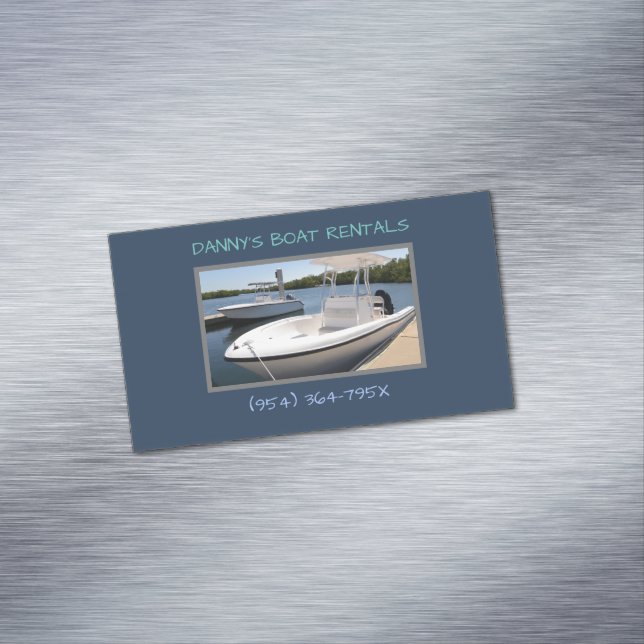 White boats in the marina boat rental  magnetic business card (In Situ)