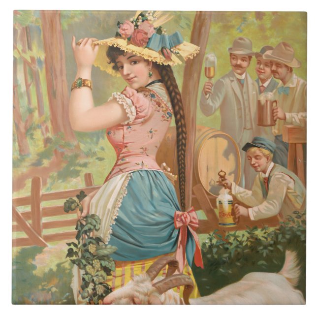 White Bock (1889) by Henry Jerome Schile Tile (Front)