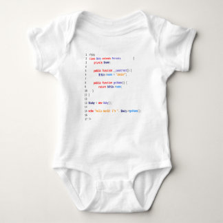 White Body baby hello world php Bodysuit