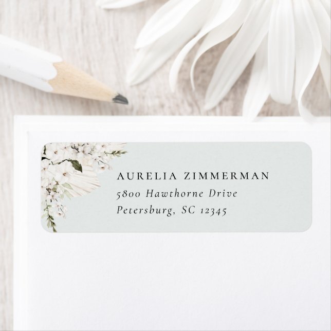 White Bohemian Floral Address Label (Insitu)