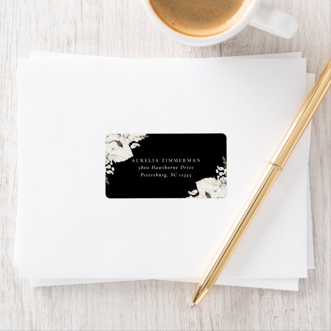 White Bohemian Floral Address Label (Insitu)