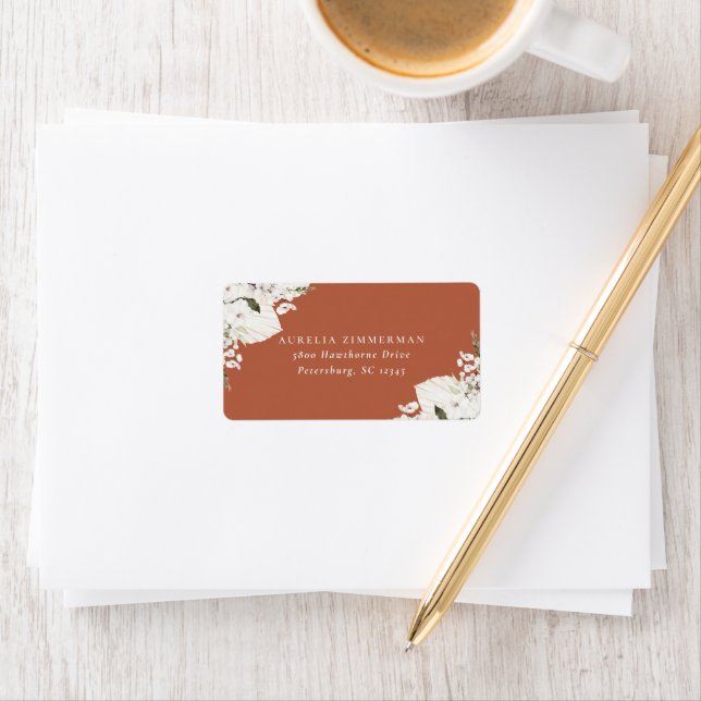 White Bohemian Floral Address Label (Insitu)