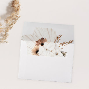 White Boho & Beige Bohemian Floral Envelope