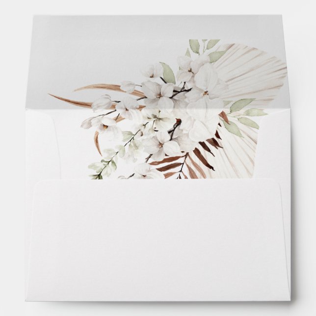 White Boho Bohemian Floral Envelope 3 (Back (Bottom))