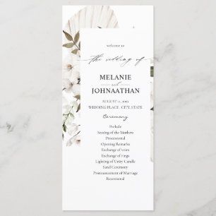 White Boho Floral Wedding Ceremony Program Programme