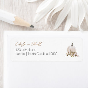 White Boho Pumpkin Baby Shower Return Address