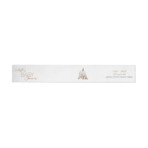 White Boho Pumpkin Baby Shower Return Address Wrap Around Label