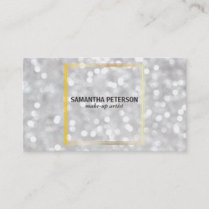 White Bokeh Gold Triple Border Business Card