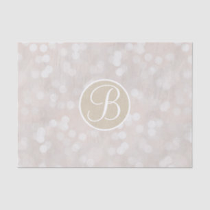 White Bokeh Lights Sparkle Monogram Letter Initial Tissue Paper