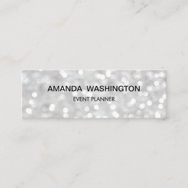 White Bokeh Mini Business Card (Front)