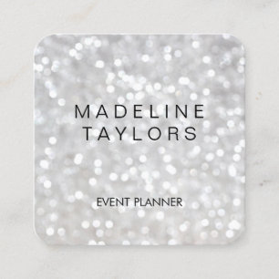White Bokeh Square Business Card