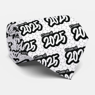 White Bold Brush Class of 2025 Neck Tie