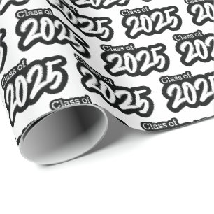 White Bold Brush Class of 2025 Wrapping Paper
