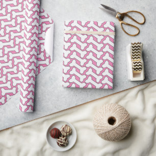 White Bone Patter On Pink Custom Wrapping Paper