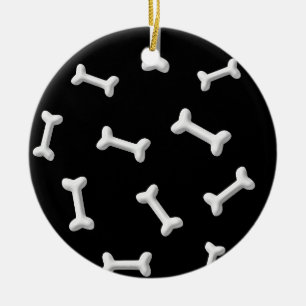 White Bones On Black Background Custom Ceramic Tree Decoration