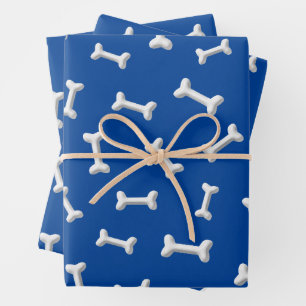 White Bones On Blue Background Custom Wrapping Paper Sheet