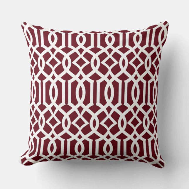 White Bordeaux Moroccan Trellis Decor Pillow (Front)