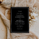 white border black unique QR Code wedding Invitation<br><div class="desc">black borders simple elegant black and white wedding theme,  the text,  QR Code and colours can be edited.</div>