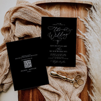 white border black unique QR Code wedding Invitation