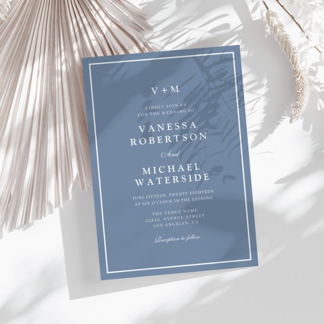 white border dusty blue QR Code wedding Invitation (Creator Uploaded)