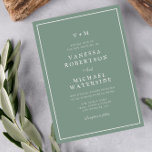 white border sage green QR Code wedding Invitation<br><div class="desc">white borders simple elegant sage green wedding theme,  the text,  QR Code and colours can be edited.</div>