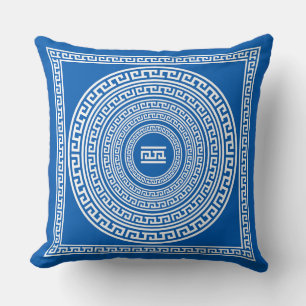 White Borders on Grey Blue Background Cushion