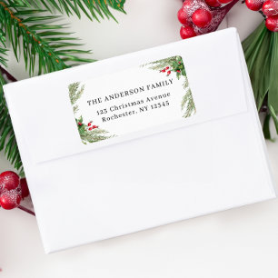 White Botanical Christmas Address Label