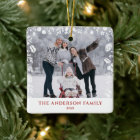 White Botanical Christmas Family Photo Overlay