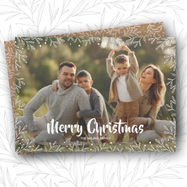 White Botanical Christmas Photo Holiday Card (Creator Uploaded)
