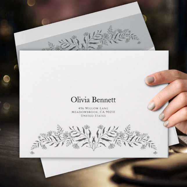 White Botanical Embossed Elegant Envelope (Creator Uploaded)
