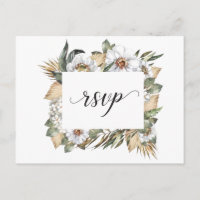 White Botanical | Kindly Reply | RSVP Postcard