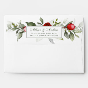 White Botanical Wedding Envelope