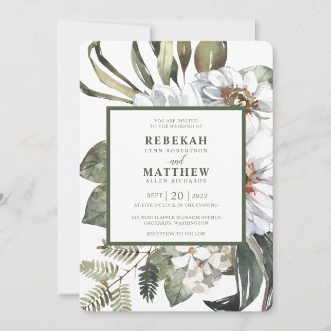 White Botanical | Wedding Invitation (Front)