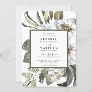 White Botanical   Wedding Invitation