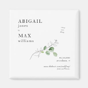 White Botanical Wedding Save our Date Magnet