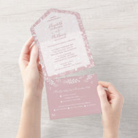 White Botanicals on Dusty Rose Wedding
