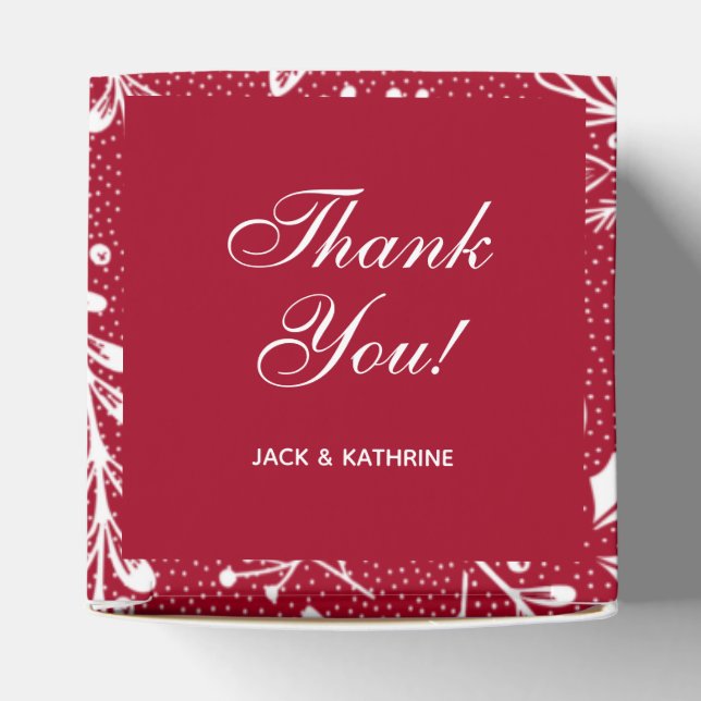 White Botanicals Red Thank You Favour Box (Top)