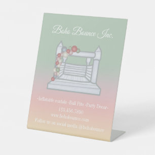 White Bounce Castle Inflatable Party Rentals Pedestal Sign