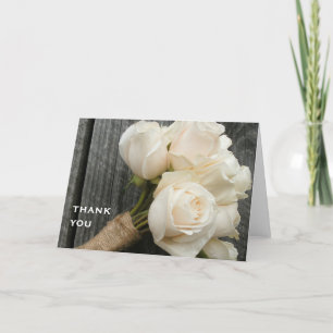 White Bouquet & Barn Wood Thank You Card