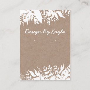 White Bouquet On Kraft Necklace & Earring Display Business Card