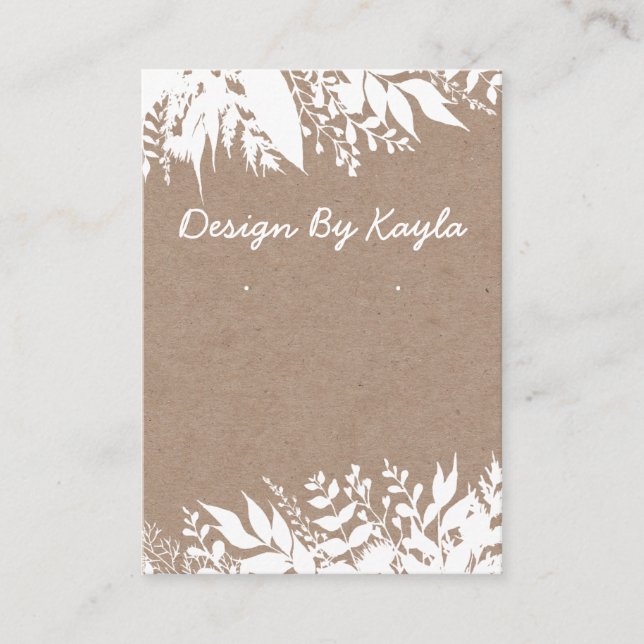 White Bouquet On Kraft Necklace & Earring Display Business Card (Front)