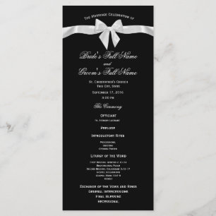 White Bow and Black Wedding Program Programme