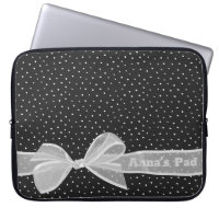 White Bow and Ribbon On Dots with Name