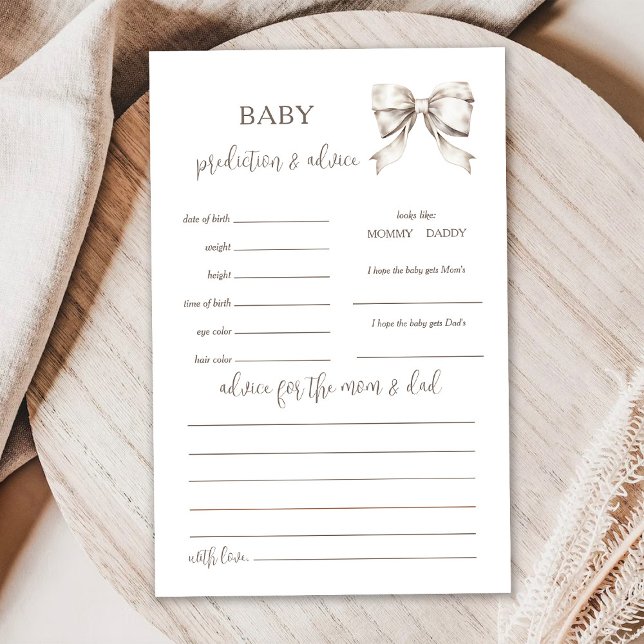 White Bow Baby Prediction and Advice Game Card (Creator Uploaded)