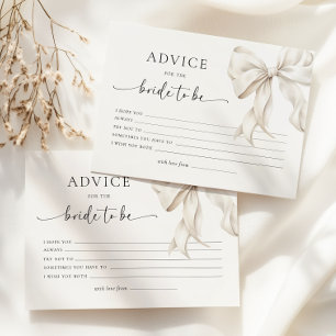 White Bow Bridal Shower Advice Card