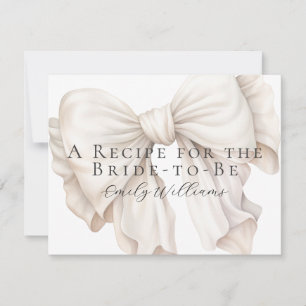 White Bow Bridal Shower Recipe Card