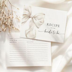 White Bow Bridal Shower Recipe Enclosure Card