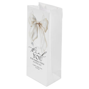 White Bow Bridal Shower Thank You Favours Wine Gift Bag