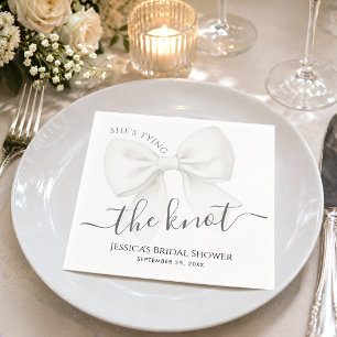 White Bow Coquette Tying the Knot Bridal Shower  Napkin
